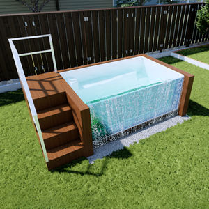 Piscina portátil de resina con diseño de cascada, pequeña, para niños, para exteriores, sobre el suelo, de fibra de vidrio, para la familia, en oferta. - Product Image 1