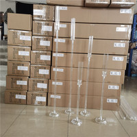 Porte-bougie en acrylique transparent, centre de table de mariage, porte-bougie à longue tige pour décoration de fête à domicile, banquet