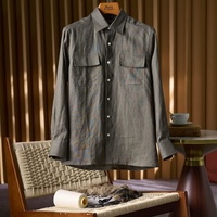 Kemeja Gaya Workwear Custom ODM/OEM Terbuat dari 100% Linen Murni, Menawarkan Kenyamanan yang Nyaman.