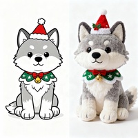 Boneka Serigala Lucu Natal Desain Khusus untuk Anak, Mainan Boneka Isi Kapas dengan Bordir, Hadiah Ulang Tahun