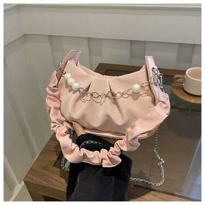 Bolso de hombro con forma de nube fruncida con decoración de cuentas para mujer - Product Image 2