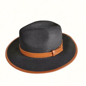 2023 New Style Fashion for Women and Men Casual Sun Visor Beach Summer Sunscreen <b>Fedora</b> Hat <b>Straw</b> - Product Image 2