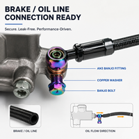 Conector de Tubería Tipo Banjo AN3 en Color Titanio Quemado para Línea de Aceite de Frenos de Motocicleta