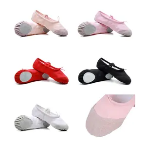 QS-zapatos de baile para mujer para niños y adultos, calzado para hacer ejercicio con suelas suaves para Ballet y Yoga