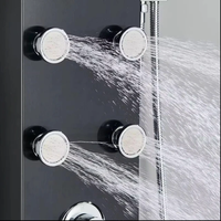 Panneau de douche thermostatique LED en acier inoxydable de haute qualité multifonction contemporain mural Massage par jet de pluie