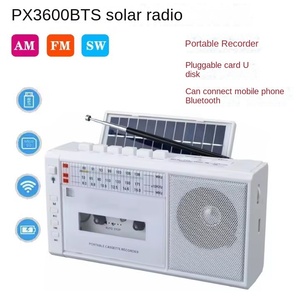 Reproductor de Casetes Retro de Plástico PX3600BTS con Energía Solar y Batería, Radio SW, Grabadora, Reproductor de MP3 con Entrada para Tarjeta, Altavoz Inalámbrico AM - Product Image 1