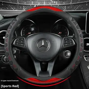 Cubierta de <span class=keywords><strong>volante</strong></span> de cuero PU de fibra de carbono deportiva BLA antideslizante transpirable Universal 15 pulgadas Renault <span class=keywords><strong>CHEVROLET</strong></span> modelo 010 - Product Image 5