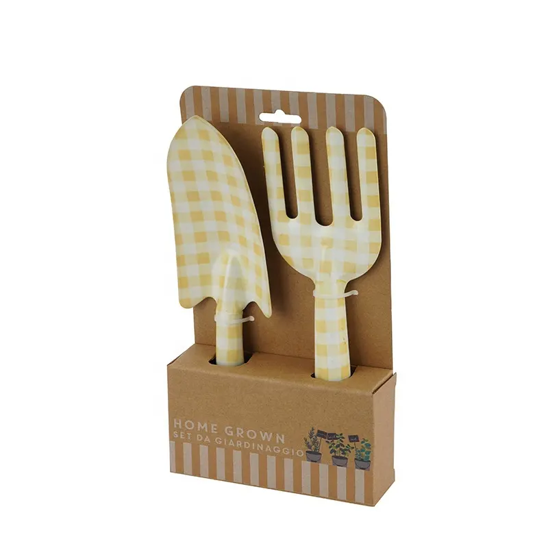 2pcs Carbon Steel Floral Printed Garden Tool Sets including Trowel and Fork in gift color box
