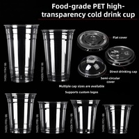 Vasos Desechables de Plástico de 500ml y 700ml, Vasos Desechables de Plástico con Tapas, Vasos Transparentes para Bebidas Frías para Bodas y Fiestas