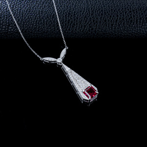 S925 Silver Fashion Vintage Lab‑Created <b>Ruby</b> <b>Necklace</b> - Product Image 4