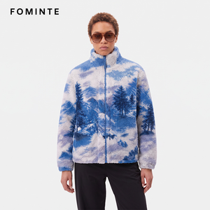 Chaqueta <span class=keywords><strong>de</strong></span> Forro Polar Sherpa <span class=keywords><strong>de</strong></span> Lujo con Estampado <span class=keywords><strong>de</strong></span> <span class=keywords><strong>Montaña</strong></span> y Bosque Azul, para <span class=keywords><strong>Mujer</strong></span>, con Cierre Completo, Cuello Alto, Estilo Retro, <span class=keywords><strong>Abrigo</strong></span> Cálido <span class=keywords><strong>de</strong></span> Invierno para Exteriores - Product Image 1