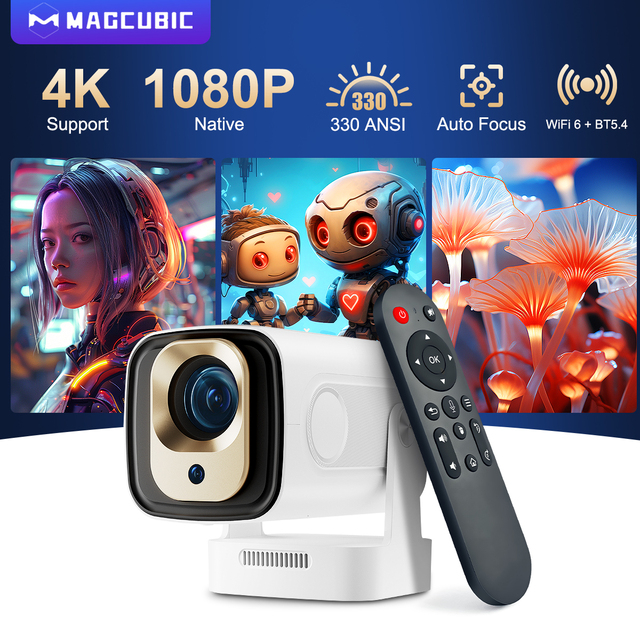 2026 the Latest Magcubic HY310 Mini Bedroom Theater Projector 1080P Android 14 Auto Focus Streaming Portable LED LCD Display