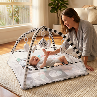 Tapis d'éveil professionnel noir et blanc à contraste élevé avec fosse à balles, en tissu écologique non toxique, pour le suivi visuel et la concentration des nourrissons