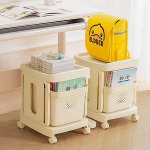 Chariot de cuisine pliable chariot de service en plastique avec couvercles de paniers de rangement rectangulaires pour le stockage d'articles divers de collation de jouet - Product Image 2