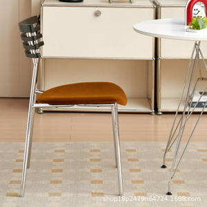 Dining Chair Upholstered Green Seat Metal Frame Wooden <b>Backrest</b> For Dining Room - Product Image 4