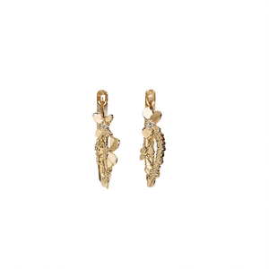 E1273 Gold <b>Hoop</b> <b>Earrings</b> Women's Flower Diamond Claw Setting Romantic Everyday Wear <b>Fine</b> Jewelry - Product Image 1
