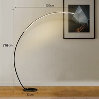 Durlitecn Lampadaire moderne linéaire incurvé sur pied Atmosphère domestique Canapé Chambre à coucher Salon Lampadaires d'hôtel modernes