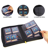 Album de rangement pour cartes à collectionner à 4 pochettes, compatible avec PKM TCG, capacité de 128 cartes rigides de 3"x4"