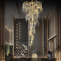 Luminaire en cristal antique en verre soufflé promotionnel Luminaire pour escalier d'hôtel Luminaire de restaurant Luminaire de luxe moderne à led pour hauts plafonds