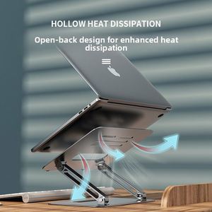 X323 Boneruy Factory Outlet Black Ergonomic Aluminum Laptop Stand <b>Foldable</b> for Office <b>Desk</b> Laptop Stand - Product Image 3