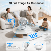 Ventilateur de bureau avec télécommande, oscillant, rechargeable, portable, pour camping-car, avec lumière LED, affichage numérique, faible bruit