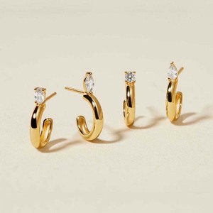 Gemnel 925スターリングシルバーダイヤモンドフープイヤリング女性用 - Product Image 4