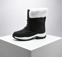 Bottes de neige imperméables pour femme, pour la saison froide, avec lacets, doublure en fourrure moelleuse, col en cuir verni souple, confortables et durables