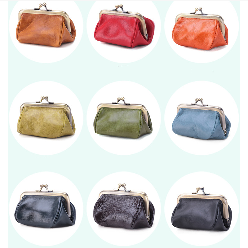 Squeeze Coin Case Bag - Elegant Genuine Leather Coin Pouch