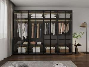 Armadio Moderno in Legno Massello con 5+ Cassetti e Specchio Integrato, Organizzatore per Camera da Letto - Product Image 5