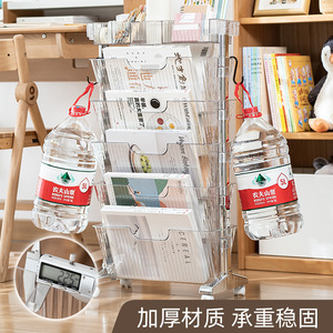 Transparent Multi Tier Bookshelf Stainless Steel Standing Storage <b>Rack</b> For Bedroom Office Organizer Neatening Shelf - Product Image 5
