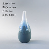 Vase de table en céramique bleue émaillée effet four, style moderne, pour décoration intérieure, porte-fleurs blanc, ensemble de 3 pièces, transfrontalier