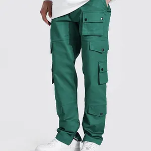 Мужские брюки-карго, темно-зеленые брюки-карго с карманами