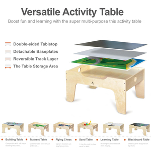 Trẻ Em Bằng Gỗ Tổ Chức Sự Kiện Hoạt Động Bảng Montessori Trẻ Em Có Thể Đảo Ngược Đa Chức Năng Bàn Nhỏ Xây Dựng Khối Đồ Chơi Đồ Nội Thất - Product Image 2