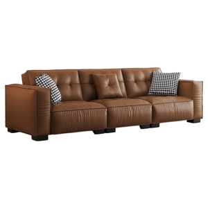 Sofá de Cuero Genuino Estilo Retro Medieval Americano, de Piso a Techo, <span class=keywords><strong>para</strong></span> Sala de Estar de Apartamentos Pequeños - Product Image 6