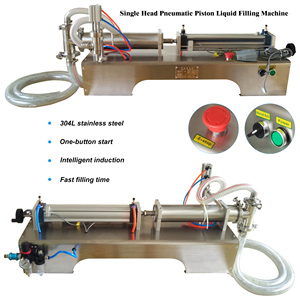 Einzel köpfe Pneumatische Flüssigkeits füll maschine Halbautomat ische quantitative Fruchtsaft-Getränke kolben füller 100-1000ml - Product Image 1