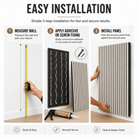Panneau acoustique à lattes MORLENX en MDF finition grain de frêne blanc avec feutre noir insonorisant pour studio et bureau