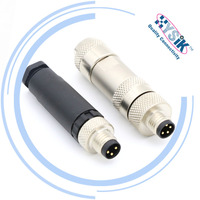 Conector de Panel SACC-E-M8MS-5CON-M8 M8 Codificado A/B de 5 Pines y 90 Grados, Enchufe de PCB Blindado para Conectores de Sensores Industriales