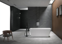 Pabrik OEM/ODM dengan pengalaman 18 tahun bak mandi berdiri bebas Matte batu putih Modern pengering desain kamar mandi untuk Hotel