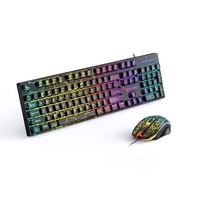 Clavier et souris de jeu filaires USB LED BAJEAL T550, 1600 DPI, 104 touches, touches multimédias, design ergonomique, étanche