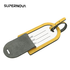 Etiquetas coloridas para maleta, accesorios de viaje, etiquetas de equipaje de cuero PU, color blanco, sublimación - Product Image 4