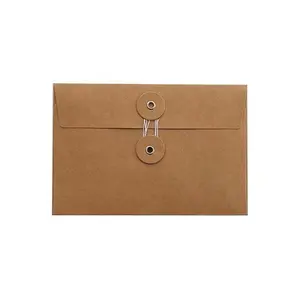 定制低最小起订量复古棕色牛皮纸带领带信封存储类型贺卡档案文件袋