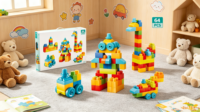 Ensembles de blocs de construction éducatifs pour enfants - Jouets d'apprentissage créatifs avec des briques colorées emboîtables et une boîte de rangement