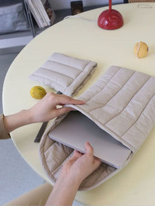 Mignonne <span class=keywords><strong>pochette</strong></span> pour ordinateur portable 9-16 pouces accessoires pour ordinateur portable esthétique matelassé sac d'ordinateur avec espace coton gonflé pour <span class=keywords><strong>MacBook</strong></span> - Product Image 4