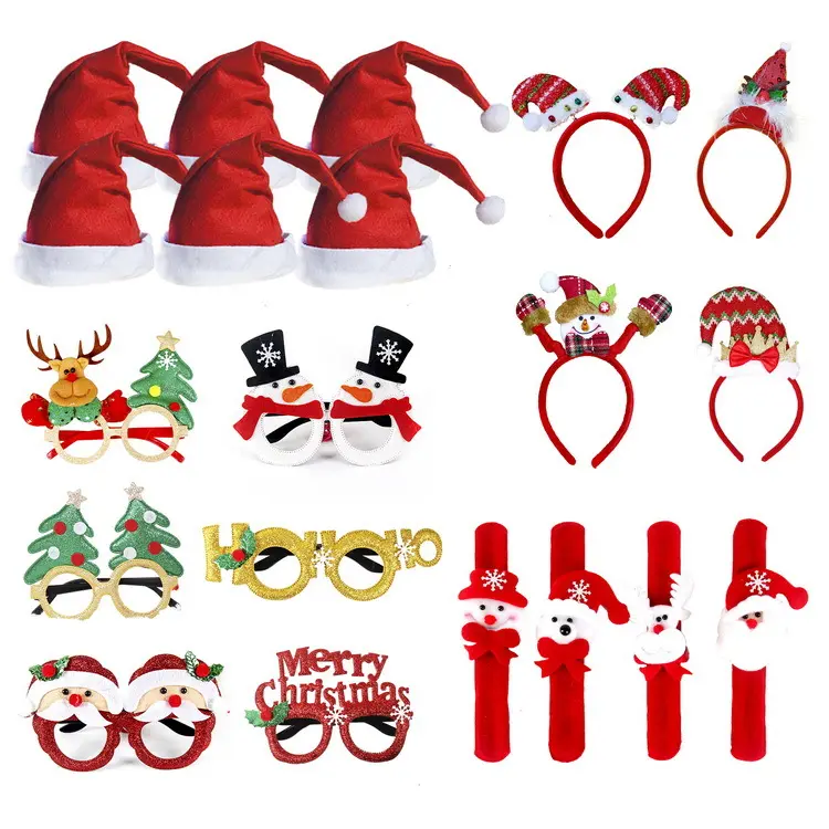 Natale fantasia occhiali divertenti cappello di babbo natale renna occhiali da sole ornamenti in Costume decorazione per feste KD326