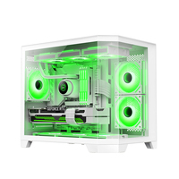 Boîtier d'ordinateur de jeu Micro ATX pour aquarium, design de réservoir à poissons, 3 côtés en verre, forme de bureau, boîtier de PC gamer