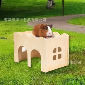 บ้านของเล่นไม้สำหรับแฮมสเตอร์แบบข้ามพรมแดน, บ้านหลบซ่อนสำหรับแฮมสเตอร์สีทอง, ของเล่นไม้ตกแต่งกรงแฮมสเตอร์แบบเรียบง่าย - Product Image 5