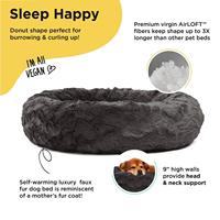 Lit pour chien apaisant en forme de donut, personnalisé, en fausse fourrure, rond, avec rebord surélevé, lavable, confortable, vente en gros OEM ODM, directement de l'usine