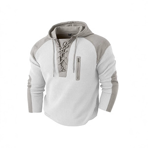 Sudadera con Capucha para Hombre, Diseño Moderno, Tejido Waffle, Bloques de Color, Cordón Ajustable, Estilo Deportivo Casual, con Bolsillo, Transpirable - Product Image 1