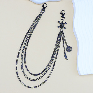 Cadena de cintura Yueli con diseño de telaraña, negra, de aleación de zinc, multicapa, estilo hip hop, informal, unisex. - Product Image 3