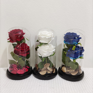 Rosas artificiales en cúpula de cristal con luz Led, flores de seda decorativas para el hogar, regalo festivo, rosas artificiales populares, 2 unidades - Product Image 3